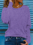 Women Plain Crew Neck Casual Long Sleeve T-shirt