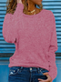 Women Plain Crew Neck Casual Long Sleeve T-shirt