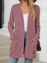 Cotton-Blend Loose Simple New Autumn And Winter Solid Color Casual Pocket Long-sleeved Warm Knitted Cardigan