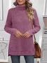 Women Plain Turtleneck Vintage Long Sleeve T-shirt