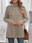 Women Plain Turtleneck Vintage Long Sleeve T-shirt