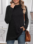 Women Plain Turtleneck Vintage Long Sleeve T-shirt