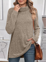 Women Plain Turtleneck Vintage Long Sleeve T-shirt
