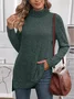 Women Plain Turtleneck Vintage Long Sleeve T-shirt