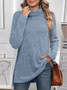 Women Plain Turtleneck Vintage Long Sleeve T-shirt