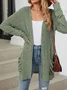 Cotton-Blend Loose Simple New Autumn And Winter Solid Color Casual Pocket Long-sleeved Warm Knitted Cardigan