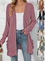 Cotton-Blend Loose Simple New Autumn And Winter Solid Color Casual Pocket Long-sleeved Warm Knitted Cardigan
