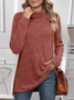 Women Plain Turtleneck Vintage Long Sleeve T-shirt