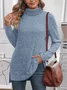 Women Plain Turtleneck Vintage Long Sleeve T-shirt