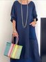 Casual Plain Regular Sleeve Crew Neck Midi Dress