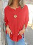 Casual Plain Crew Neck Blouse