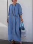 Casual Plain Regular Sleeve Crew Neck Midi Dress