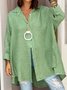 Cotton-Blend Casual Plain Shirt Collar Shirt