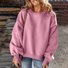 Cotton Casual Plain Crew Neck Sweatshirt