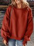 Cotton Casual Plain Crew Neck Sweatshirt