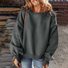Cotton Casual Plain Crew Neck Sweatshirt
