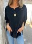 Casual Plain Crew Neck Blouse