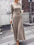 Women's Split Joint Plain Daily Going Out Two-Piece Set Coffee Casual Spring/Fall Top With Skirt Matching Set