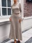 Women's Split Joint Plain Daily Going Out Two-Piece Set Coffee Casual Spring/Fall Top With Skirt Matching Set