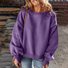 Cotton Casual Plain Crew Neck Sweatshirt