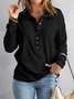 Casual Plain Buttoned Shirt Collar Blouse