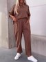 Women's Split Joint Plain Daily Going Out Two-Piece Set Purple Casual Spring/Fall Top With Pants Matching Set