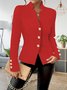 Regular Fit Urban Elegant And Fashionable Casual Double-button Solid Color Long-sleeved Others Blazer