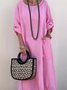 Casual Plain Regular Sleeve Crew Neck Midi Dress