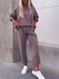 Women's Split Joint Plain Daily Going Out Two-Piece Set Purple Casual Spring/Fall Top With Pants Matching Set
