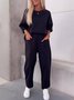 Women's Split Joint Plain Daily Going Out Two-Piece Set Purple Casual Spring/Fall Top With Pants Matching Set