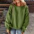 Cotton Casual Plain Crew Neck Sweatshirt