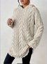 Women's Solid Color Hooded Long-Sleeved Plush Mid-Length Sweatshirt