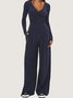 Women's Split Joint Plain Daily Going Out Two-Piece Set Black Casual Spring/Fall Top With Pants Matching Set