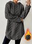Women's Solid Color Hooded Long-Sleeved Plush Mid-Length Sweatshirt