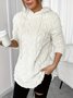 Women's Solid Color Hooded Long-Sleeved Plush Mid-Length Sweatshirt