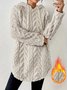 Women's Solid Color Hooded Long-Sleeved Plush Mid-Length Sweatshirt