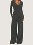 Women's Split Joint Plain Daily Going Out Two-Piece Set Black Casual Spring/Fall Top With Pants Matching Set