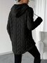 Women's Solid Color Hooded Long-Sleeved Plush Mid-Length Sweatshirt