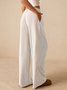 Women's  Elastic Waist H-Line Wide Leg Pants Daily Going Out Pants Khaki Casual Split Joint Plain Spring/Fall Pants