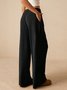 Women's  Elastic Waist H-Line Wide Leg Pants Daily Going Out Pants Khaki Casual Split Joint Plain Spring/Fall Pants