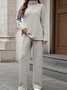 Women's Split Joint Plain Daily Going Out Two-Piece Set Apricot Casual Spring/Fall Top With Pants Matching Set
