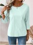 Women Plain Crew Neck Casual Long Sleeve T-shirt
