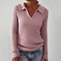 Women's Solid Color Long Sleeve Sweater Lapel Slim Fit Vintage Knit Top
