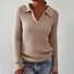 Women's Solid Color Long Sleeve Sweater Lapel Slim Fit Vintage Knit Top