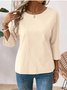 Women Plain Crew Neck Casual Long Sleeve T-shirt