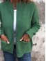 Stand Collar Casual  Sweater Knitted Stand Collar Zipper Coat Loose Pocket Jacket