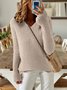 Women's Solid Color Long-Sleeved Temperament Knitted V-Neck Inner Sweater Versatile Fashion Slim Fit