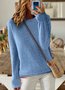 Women's Solid Color Long-Sleeved Round Neck Pullover Thin Knitted Bottoming Shirt