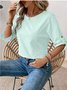 Women Plain Crew Neck Casual Long Sleeve T-shirt