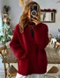 Women's Solid Color Autumn And Winter Thick Retro Sweater Long Sleeve Pocket Cardigan
